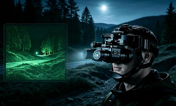 Gafas binoculares de visi&oacute;n nocturna montadas en la cabeza