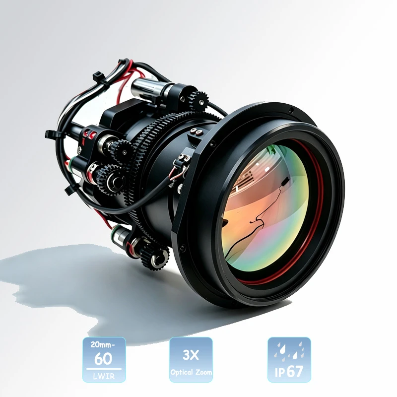 Estructura &oacute;ptica infrarroja de zoom continuo de 8-14 &mu;m con zoom continuo de 20-60 mm Lentes LWIR